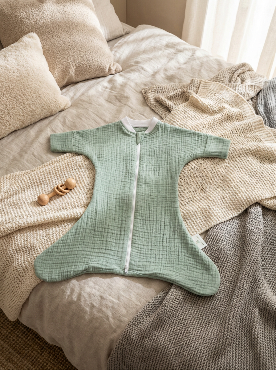 Babyschlafsack Musselin Mint Wombi (0.5-1 TOG)